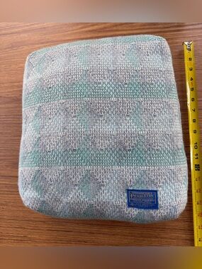 Pendleton Blue Knit Throw Pillow Cottage Cabin Decor